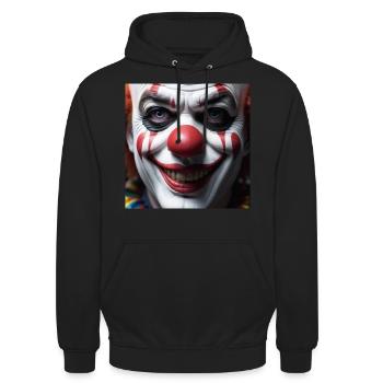 Clown Clownsgesicht karneval Fasching - Unisex Hoodie - Schwarz - Vorne - Alina (178cm) & Michal (187cm)