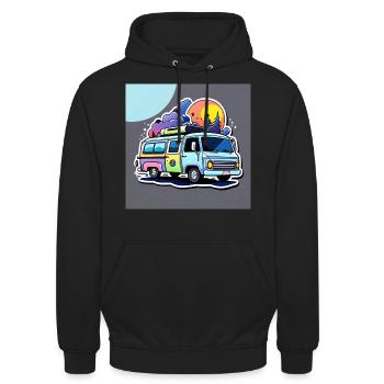 Camper Wohnmobil Campen - Unisex Hoodie - Schwarz - Vorne - Alina (178cm) & Michal (187cm)