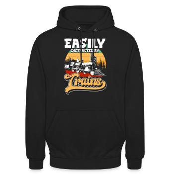 Zugführer Gleis Beruf Schaffner - Unisex Hoodie - Schwarz - Vorne - Alina (178cm) & Michal (187cm)