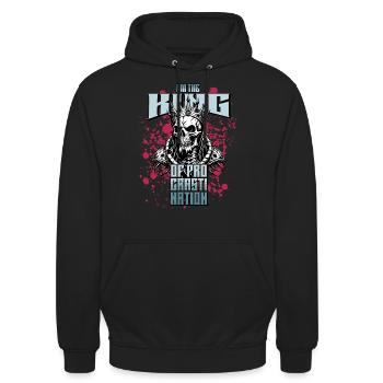 König der Prokrastination Skull / Totenkopf FS0214 - Unisex Hoodie - Schwarz - Vorne - Alina (178cm) & Michal (187cm)