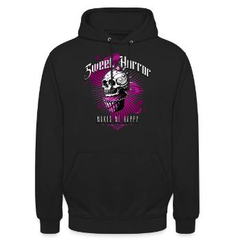 Sweet Horror Skull // Totenkopf Muffin FS0216 - Unisex Hoodie - Schwarz - Vorne - Alina (178cm) & Michal (187cm)