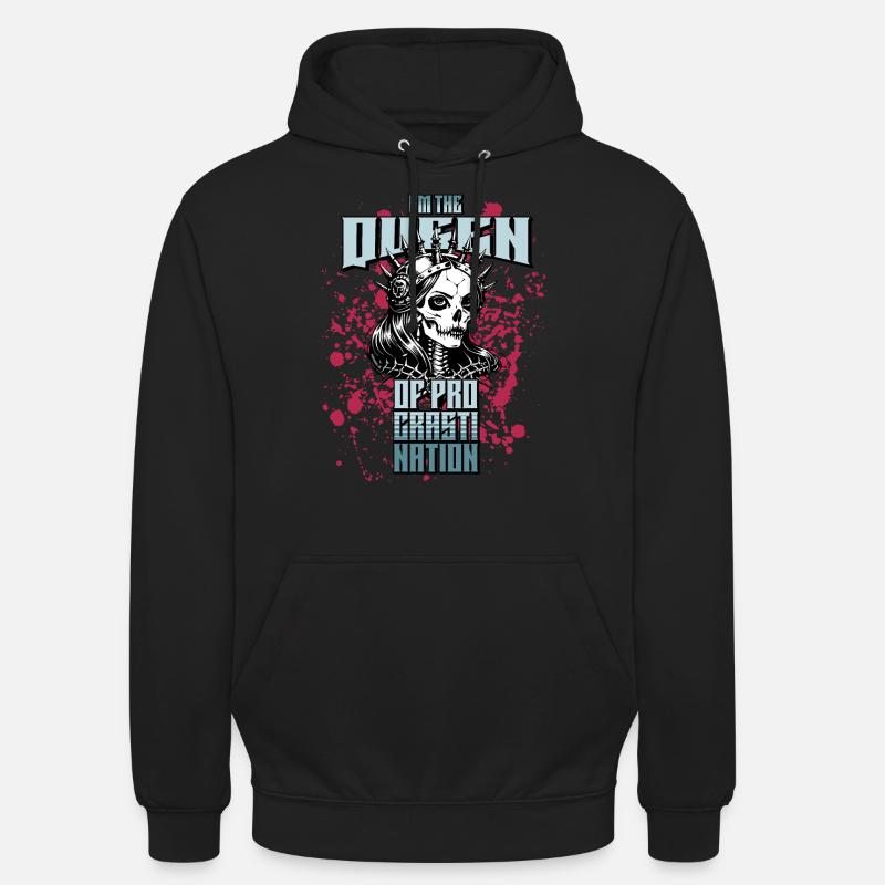 Crâne de procrastination de reine // Crâne FS0217 - Sweat-shirt à capuche unisexe - noir