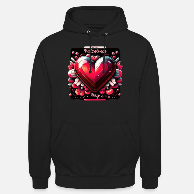 Valentins hjerte glans charme - Hættetrøje unisex - sort