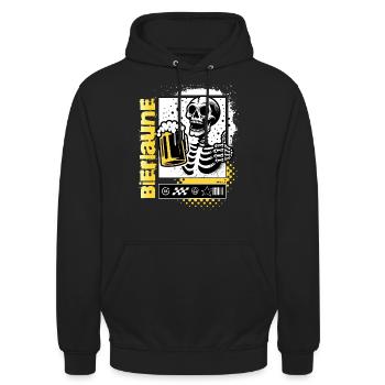 Bierlaune Skull / Totenkopf Biergarten Bier FS0225 - Unisex Hoodie - Schwarz - Vorne - Alina (178cm) & Michal (187cm)