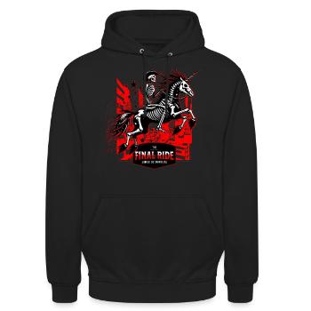 Final ride Skull / Skeleton Rider / Unicorn FS0230 - Unisex Hoodie - black - Front - Alina (178cm) & Michal (187cm)