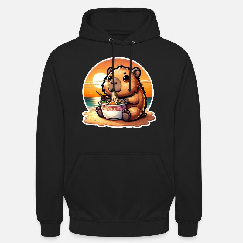 Capybara Ramen Kawaii Anime - Sweat-shirt à capuche unisexe - noir