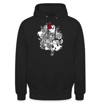 Orient Samurai Zeichnungen Kreatur - Unisex Hoodie - Schwarz - Vorne - Alina (178cm) & Michal (187cm)