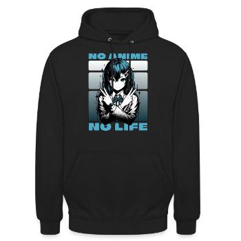 Anime Manga Fille // PAS D’ANIME - PAS DE VIE // AS002 - Sweat-shirt à capuche unisexe - noir - Devant - Alina (178cm) & Michal (187cm)