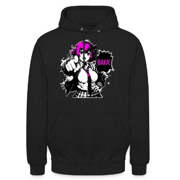 Anime Manga // Girl Calls BAKA! AS014 - Unisex Hoodie - black - Front - Alina (178cm) & Michal (187cm)