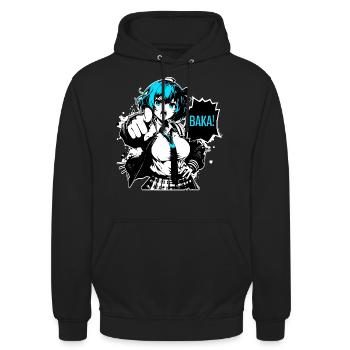 Anime Manga // Girl Calls BAKA! AS015 - Unisex Hoodie - black - Front - Alina (178cm) & Michal (187cm)
