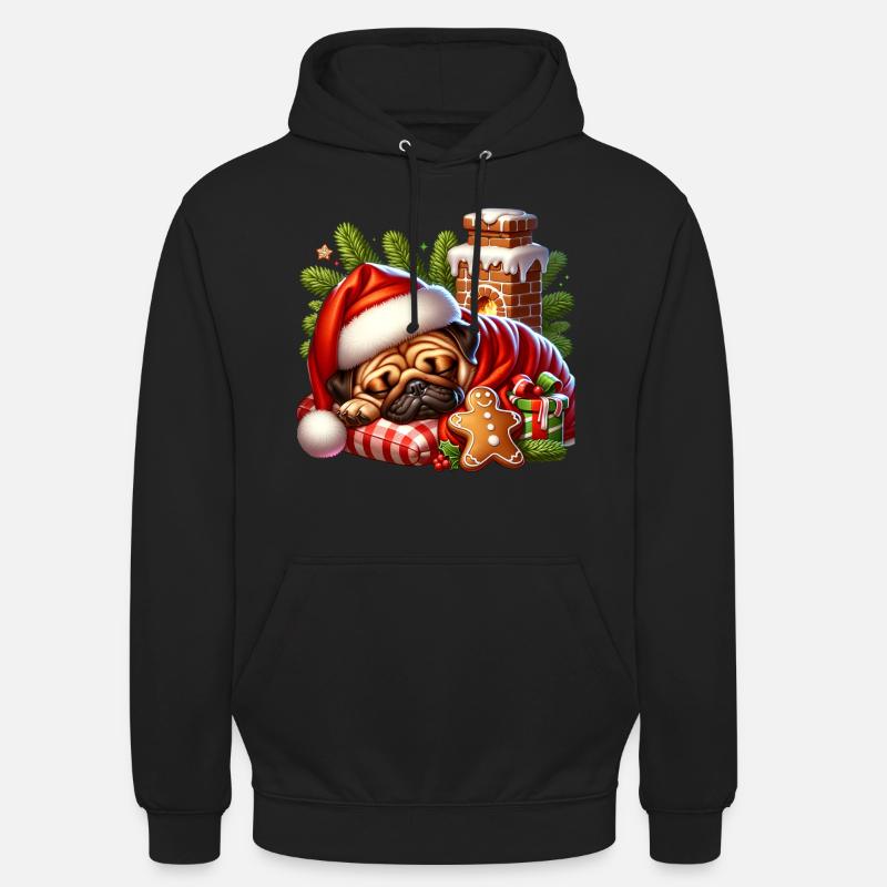 Le carlin dort - Sweat-shirt à capuche unisexe - noir
