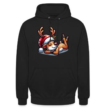 Weihnachts-Rentier Rentier Weihnachten - Unisex Hoodie - Schwarz - Vorne - Alina (178cm) & Michal (187cm)