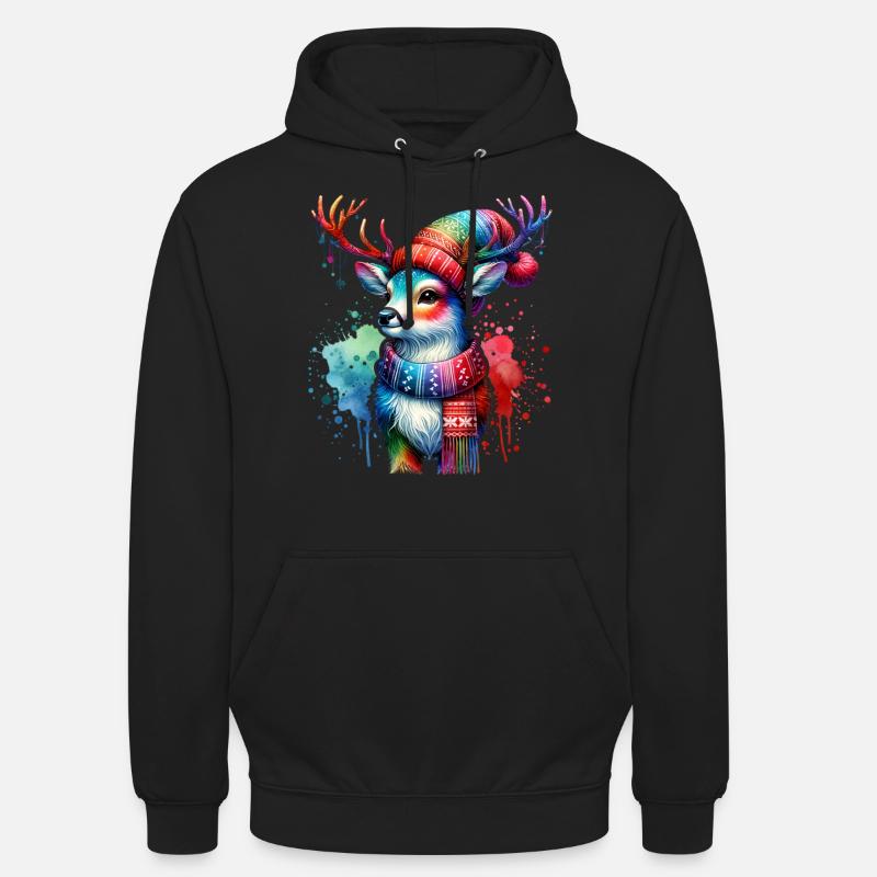 Noël Cerf Noël - Sweat-shirt à capuche unisexe - noir