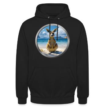 Kangaroo Animal - Unisex Hoodie - black - Front - Alina (178cm) & Michal (187cm)