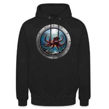 Octopus Animal - Unisex Hoodie - black - Front - Alina (178cm) & Michal (187cm)