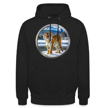 Tiger Animal - Unisex Hoodie - black - Front - Alina (178cm) & Michal (187cm)
