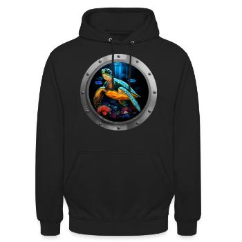 Sea Turtle Animal - 2 - Unisex Hoodie - black - Front - Alina (178cm) & Michal (187cm)