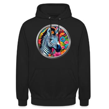 Zebra Animal - 2 - Unisex Hoodie - black - Front - Alina (178cm) & Michal (187cm)
