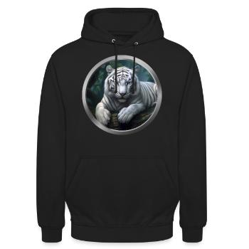 White Tiger Animal - Unisex Hoodie - black - Front - Alina (178cm) & Michal (187cm)