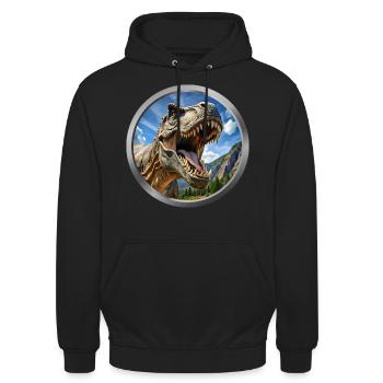 T Rex Animal - 3 - Unisex Hoodie - black - Front - Alina (178cm) & Michal (187cm)