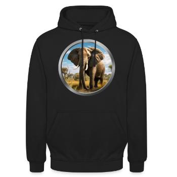 Elephant Animal - 3 - Unisex Hoodie - black - Front - Alina (178cm) & Michal (187cm)