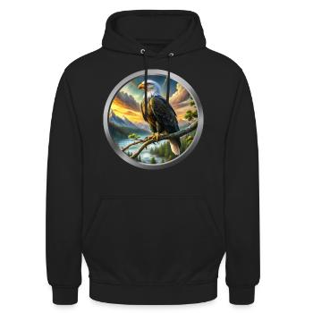 Eagle Animal - 5 - Unisex Hoodie - black - Front - Alina (178cm) & Michal (187cm)