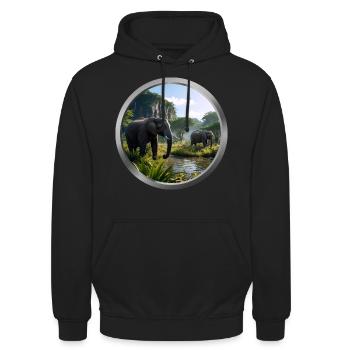 Elephant Animal - 4 - Unisex Hoodie - black - Front - Alina (178cm) & Michal (187cm)
