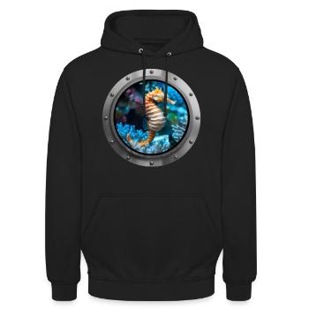 Seahorse Animal - 6 - Unisex Hoodie - black - Front - Alina (178cm) & Michal (187cm)