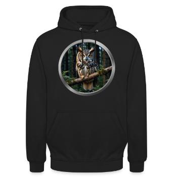 Owl Animal - 5 - Unisex Hoodie - black - Front - Alina (178cm) & Michal (187cm)