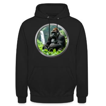 Gorilla Animal - 3 - Unisex Hoodie - black - Front - Alina (178cm) & Michal (187cm)