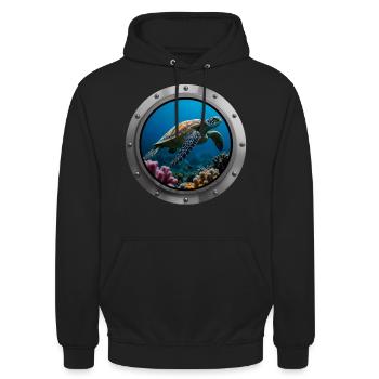 Sea Turtle Animal - 3 - Unisex Hoodie - black - Front - Alina (178cm) & Michal (187cm)