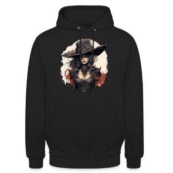 Emo Cowboy Steampunk Fille - Sweat-shirt à capuche unisexe - noir - Devant - Alina (178cm) & Michal (187cm)