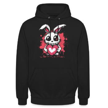 Mignon lapin effrayant - Sweat-shirt à capuche unisexe - noir - Devant - Alina (178cm) & Michal (187cm)