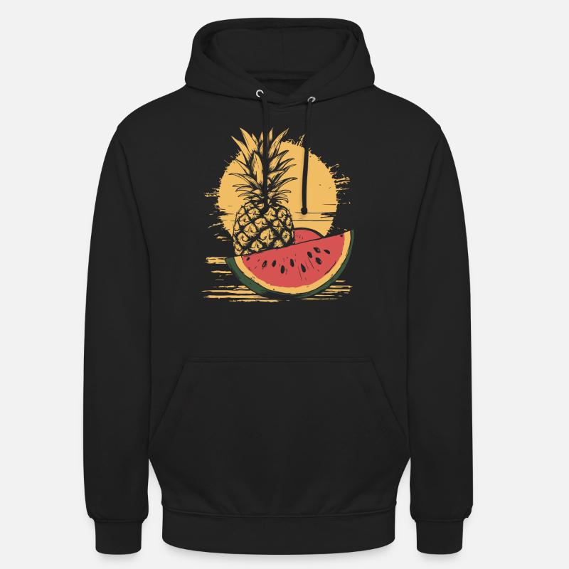 Ananas et pastèque - Sweat-shirt à capuche unisexe - noir