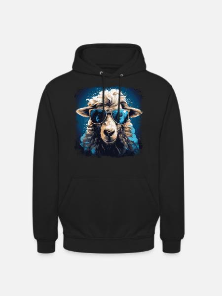 Cooles Schaf mit Sonnenbrille - Unisex Hoodie - Schwarz