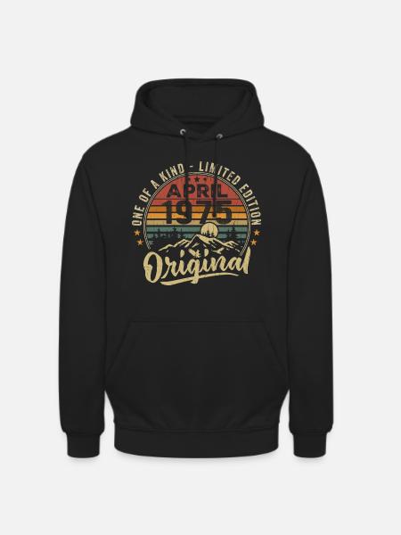 April 1975 Vintage 1975 Birthday Gift - Unisex Hoodie - black