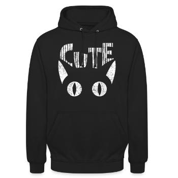 Cute cat logo design in black and white - Unisex Hoodie - black - Front - Alina (178cm) & Michal (187cm)