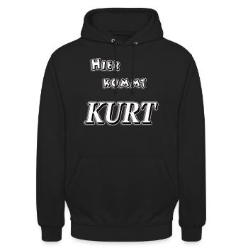 Hier kommt kurt t-shirt tshirt t shirt vorname - Unisex Hoodie - Schwarz - Vorne - Alina (178cm) & Michal (187cm)