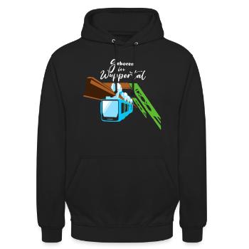 Geboren in Wuppertal Schwebebahn Wupper Design - Unisex Hoodie - Schwarz - Vorne - Alina (178cm) & Michal (187cm)