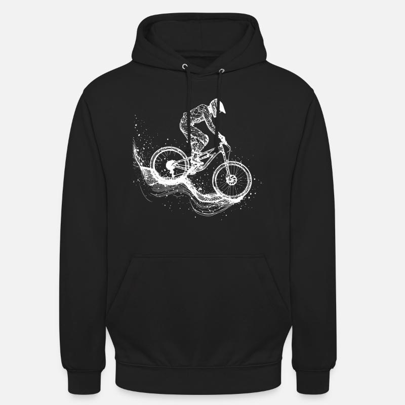 Mountain Biking Drawing - Unisex Hoodie - black