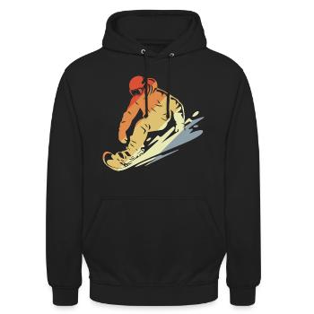 Snowboarder Retro Stil - Unisex Hoodie - Schwarz - Vorne - Alina (178cm) & Michal (187cm)