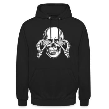 Skull with Fish Eyes - Unisex Hoodie - black - Front - Alina (178cm) & Michal (187cm)