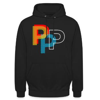 Buchstabe P - Unisex Hoodie - Schwarz - Vorne - Alina (178cm) & Michal (187cm)