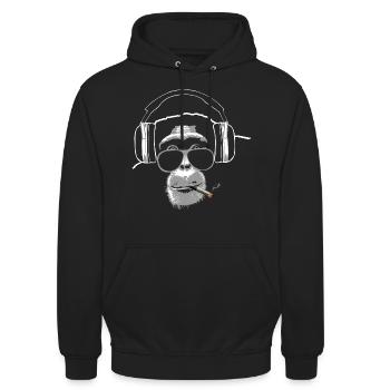 Chimpanzee - monkey - music - Unisex Hoodie - black - Front - Alina (178cm) & Michal (187cm)