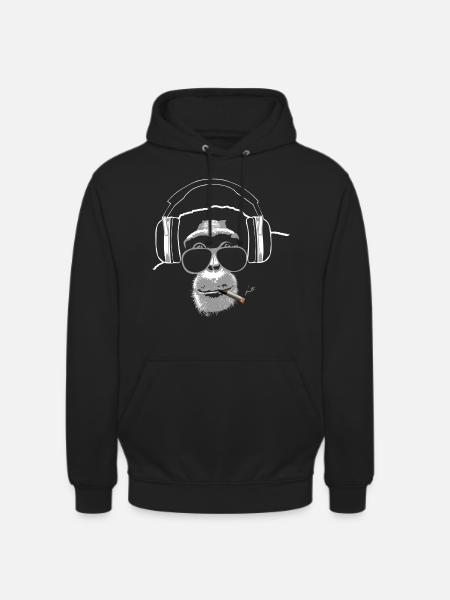 Chimpanzee - monkey - music - Unisex Hoodie - black