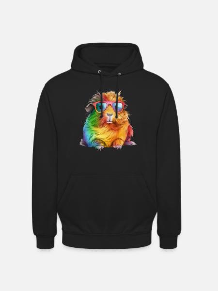 Viileä värikäs marsu aurinkolaseilla - Unisex-huppari - musta