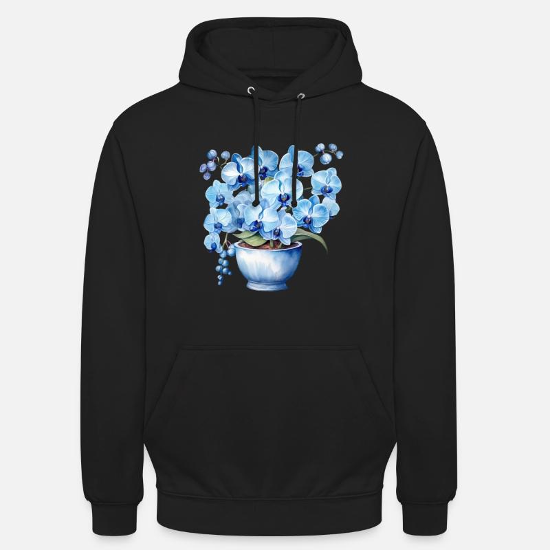 Plantes Fleurs Bleues Fleurs Orchidées Mariage - Sweat-shirt à capuche unisexe - noir
