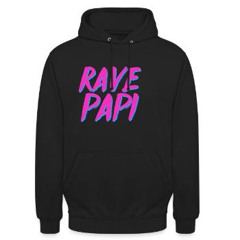 Rave Dad Techno House Electro Festival Hardstyle - Unisex Hoodie - Schwarz - Vorne - Alina (178cm) & Michal (187cm)