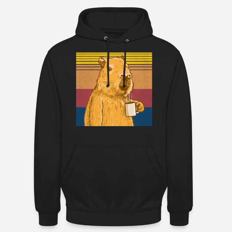 Capybara avec café - Sweat-shirt à capuche unisexe - noir