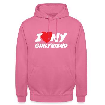 J’aime ma copine - Sweat-shirt à capuche unisexe - rose - Devant - Alina (178cm) & Michal (187cm)